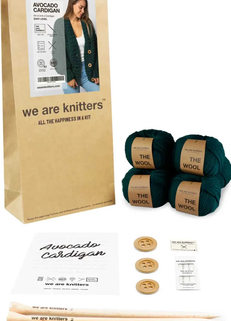 We Are Knitters Avocado Cardigan Kit| Cardigan & Vests
