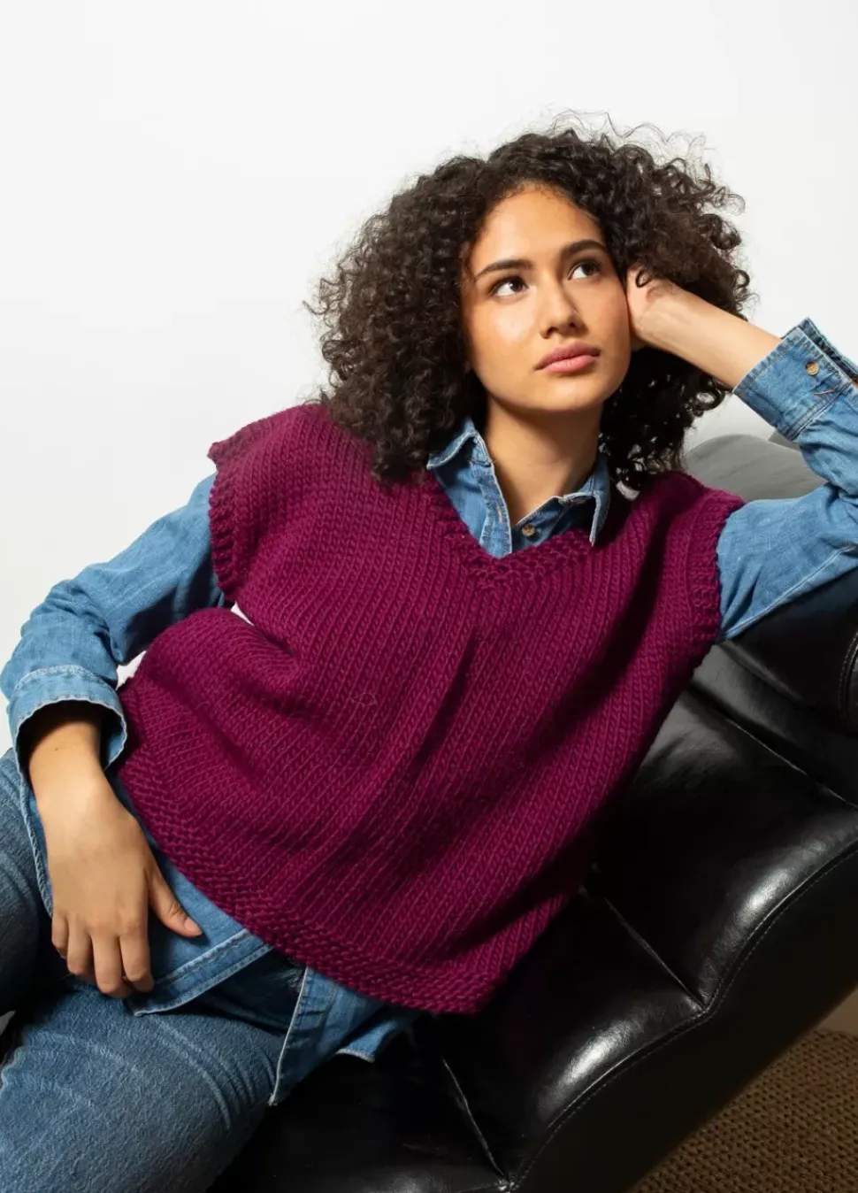 We Are Knitters Doodle Vest Kit Wine| Cardigan & Vests