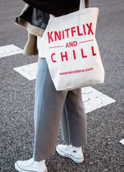 We Are Knitters Tote Bag: Knitflix & Chill| Tote Bags