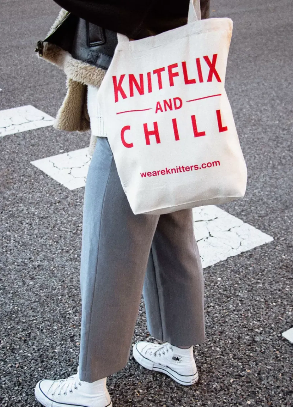 We Are Knitters Tote Bag: Knitflix & Chill| Tote Bags